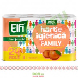 ELFI HARTIE IGIENICA 24ROLE 3STRATURI FAMILY PIERSICA