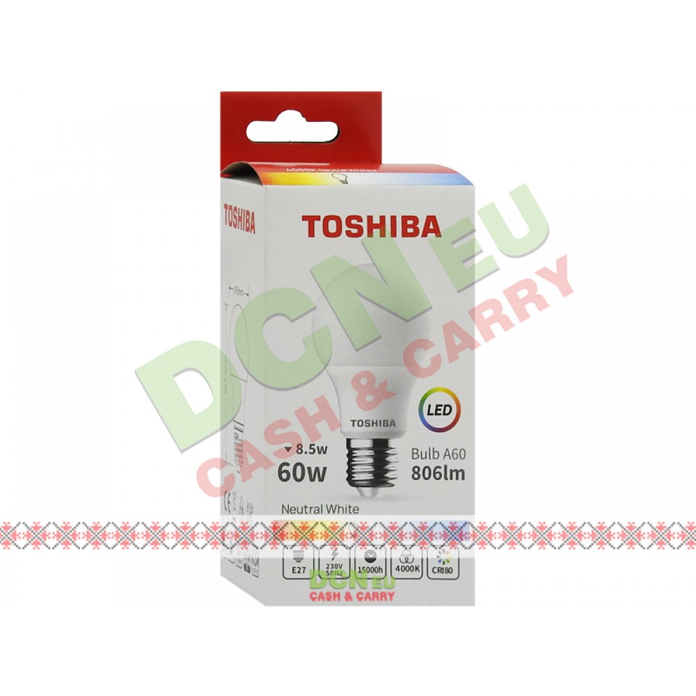 TOSHIBA BEC LED A60 E27 806LM 8.5W COLD
