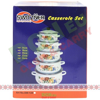 SWITZNER SET GATIT 10 PCS EMAILATE ALB/DECOR 16,18,20,22,24CM SW-128